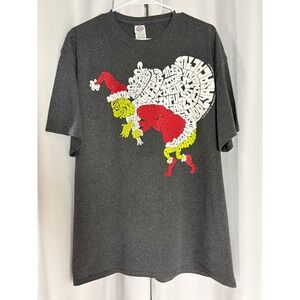 Dr Seuss The Grinch Word Cloud Graphic T-Shirt Charcoal Heather XL 2015 MC0036